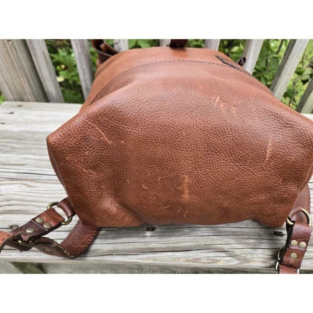 Portland Leather Goods Retired Roll Top Leather Backpack Nutmeg